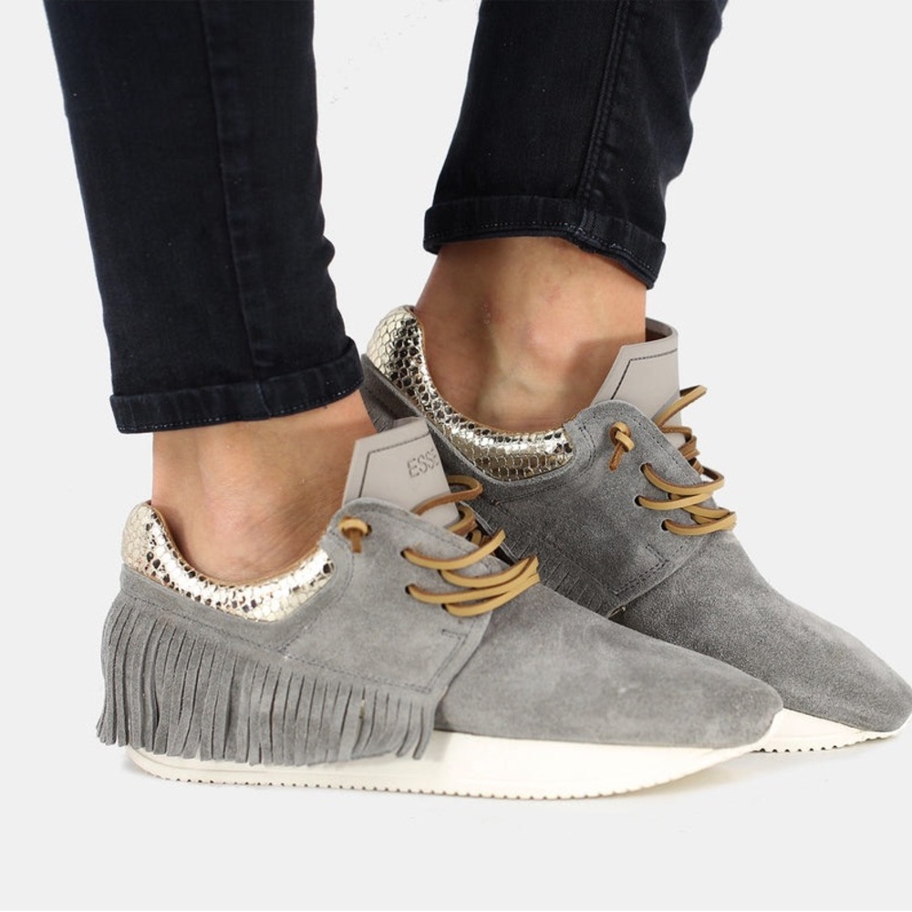 Esseutesse fringe Leather Suede sneakers Grey size 39 (US 9)